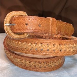 Handcrafted woven narrow leather belt